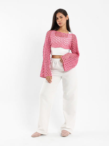 Long-Sleeve Tricot Knit Top
