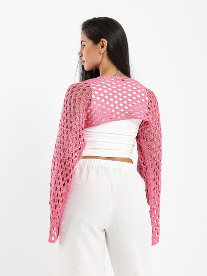 Long-Sleeve Tricot Knit Top
