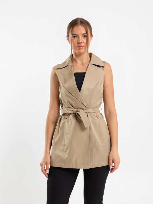 Notch Collar Sleeveless Jacket