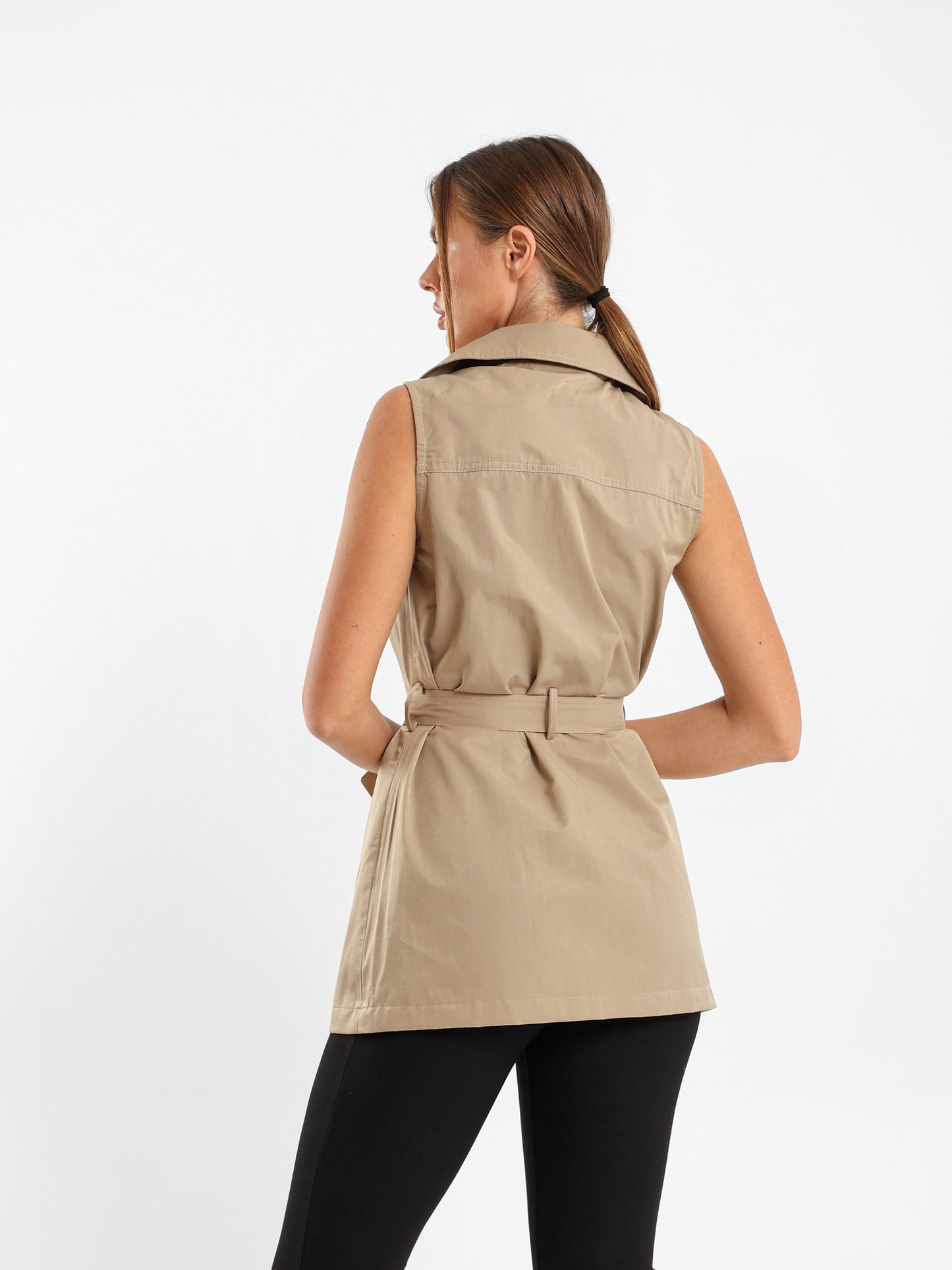 Notch Collar Sleeveless Jacket