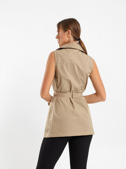Notch Collar Sleeveless Jacket