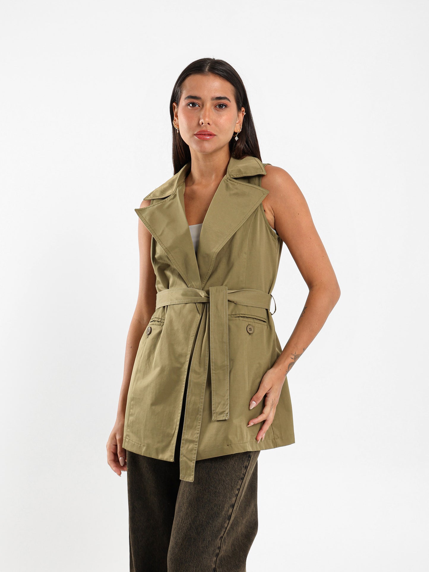 Notch Collar Sleeveless Jacket