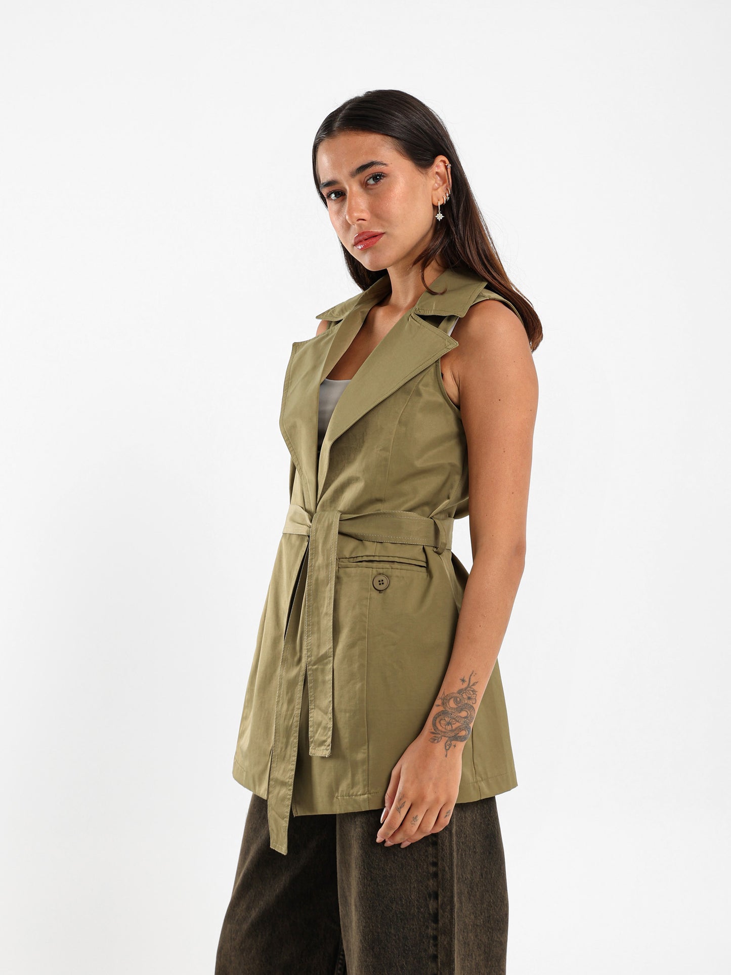Notch Collar Sleeveless Jacket
