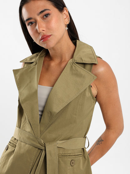Notch Collar Sleeveless Jacket