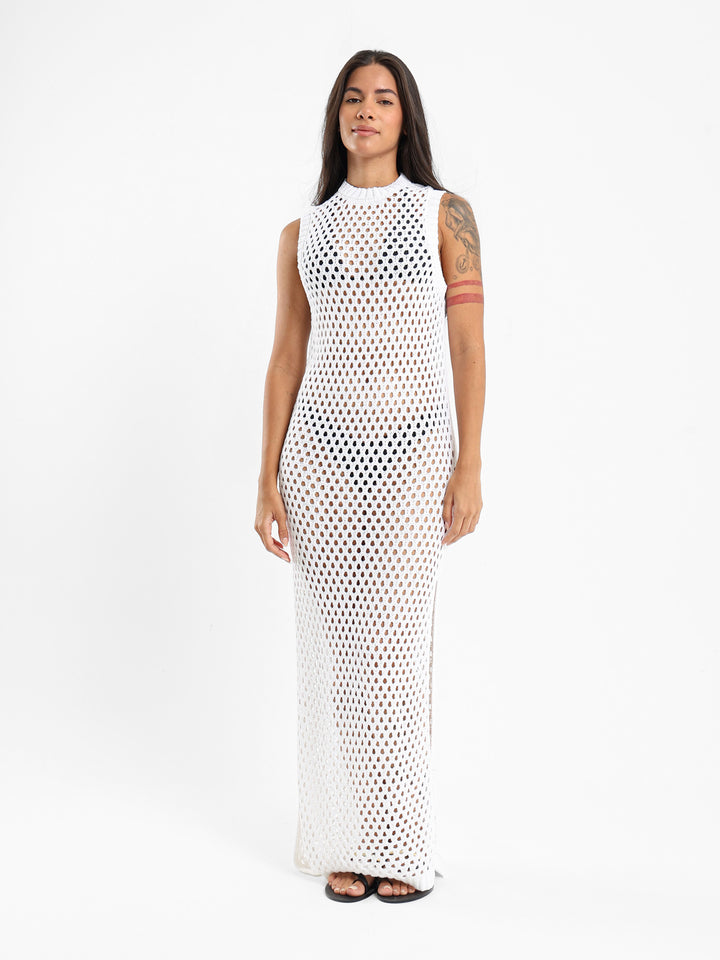 Tricot Cover-Up Dress With Slits