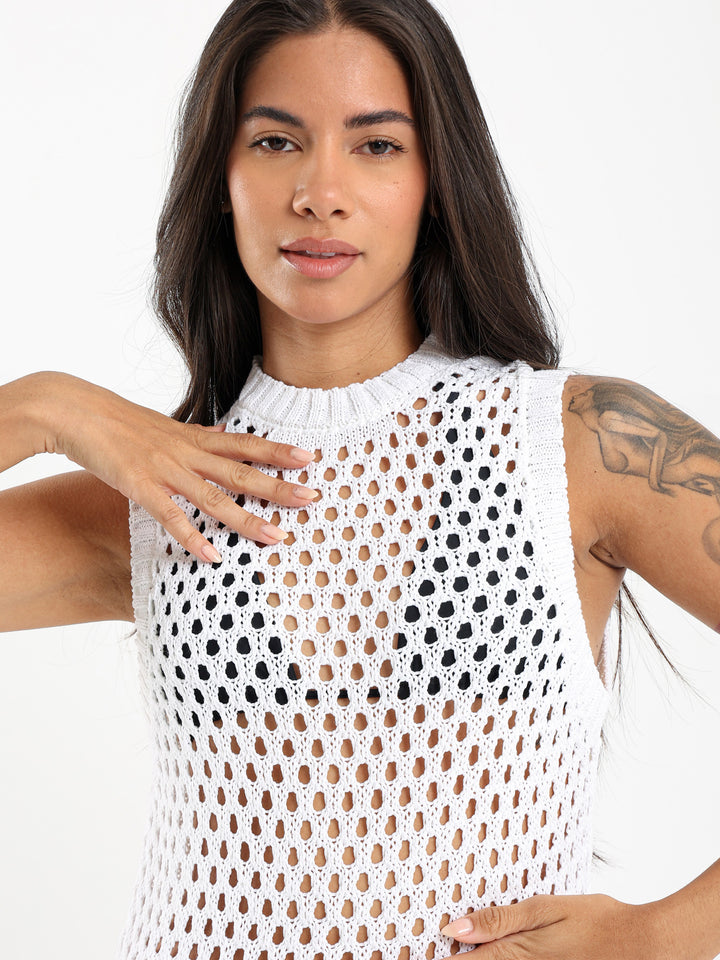 Tricot Cover-Up Dress With Slits