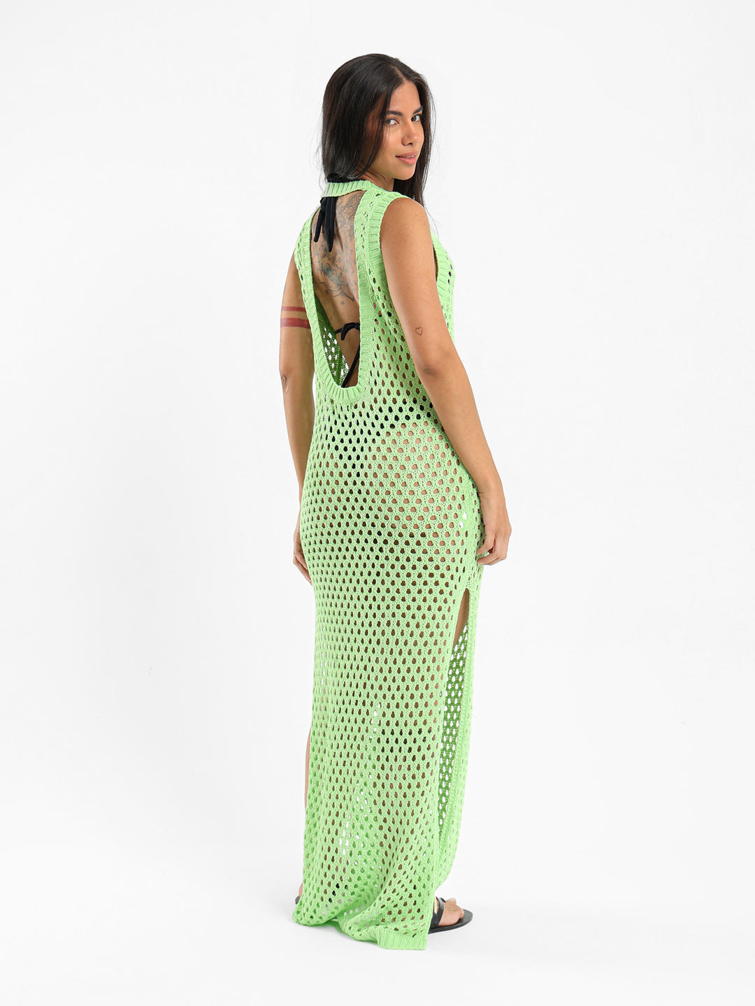 Tricot Cover-Up Dress With Slits