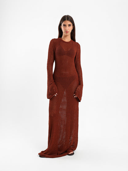 Open Back Tricot Maxi Dress