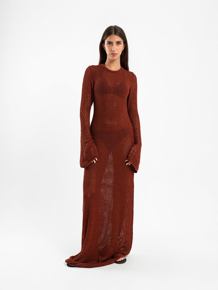 Open Back Tricot Maxi Dress