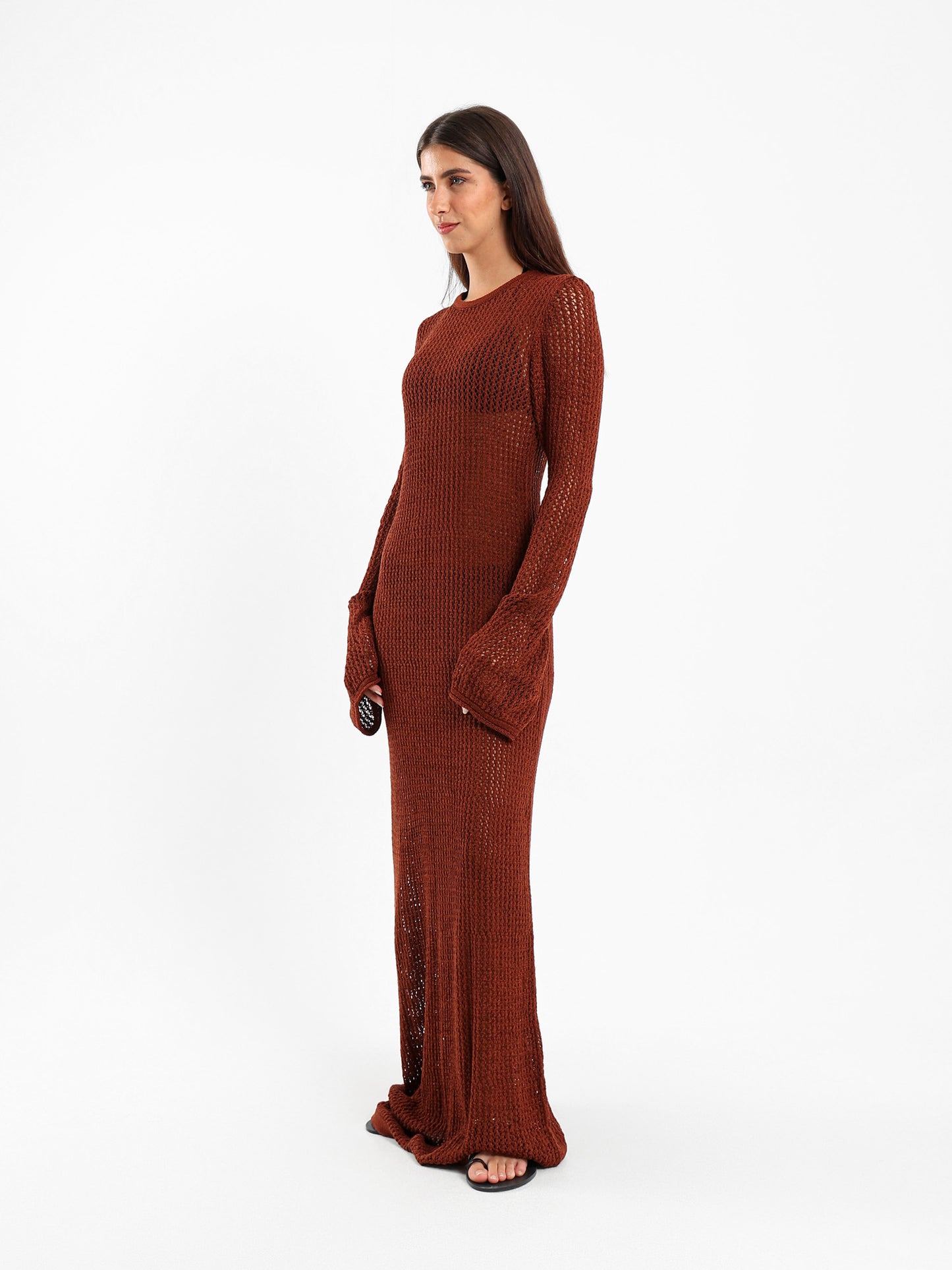 Open Back Tricot Maxi Dress