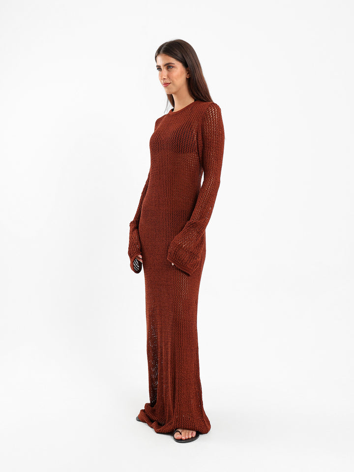 Open Back Tricot Maxi Dress