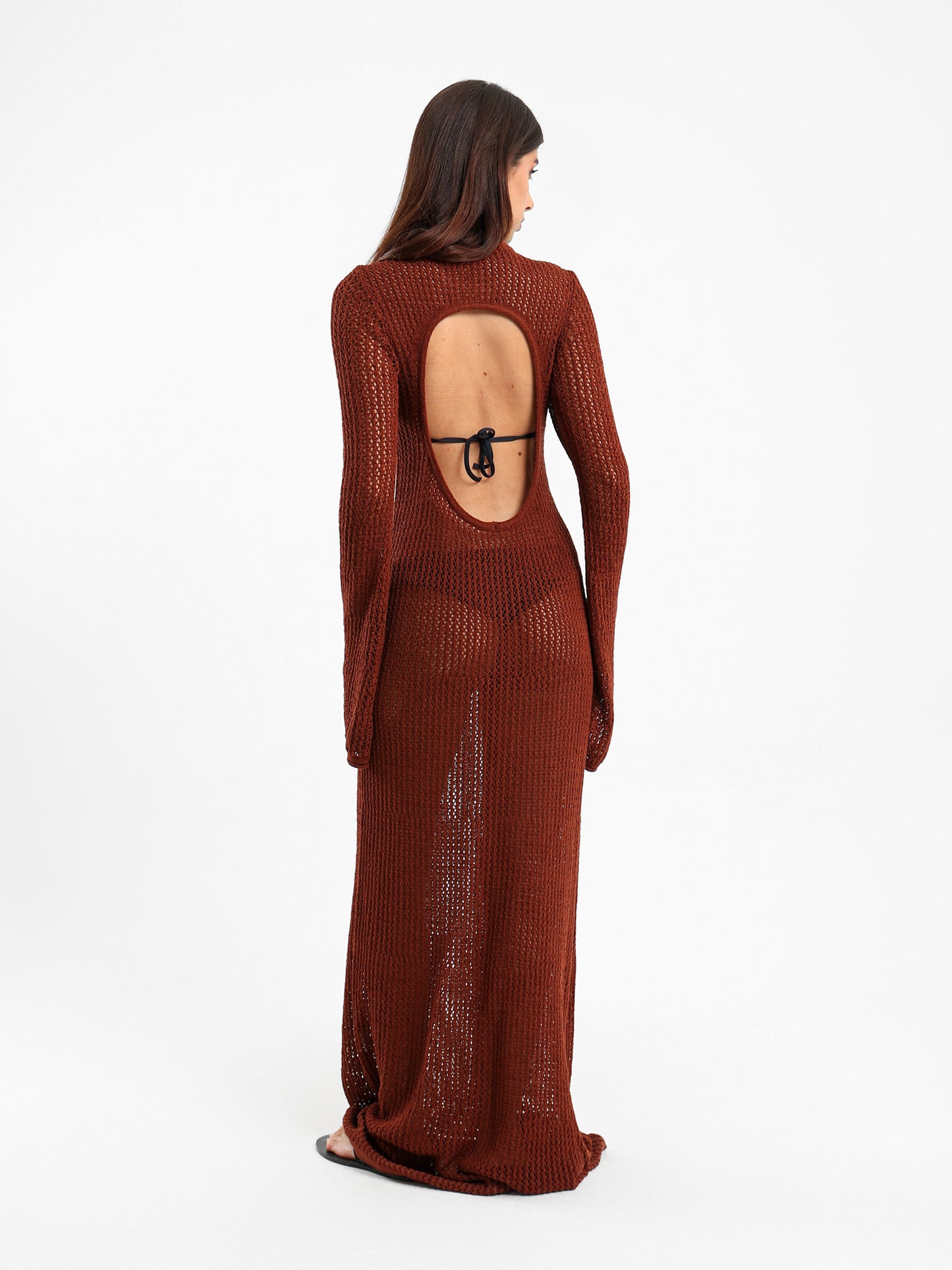Open Back Tricot Maxi Dress