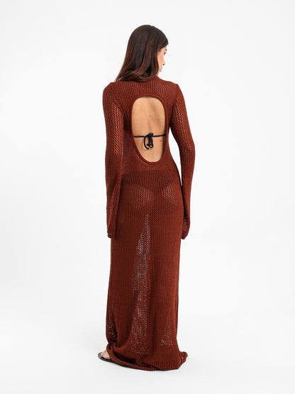 Open Back Tricot Maxi Dress