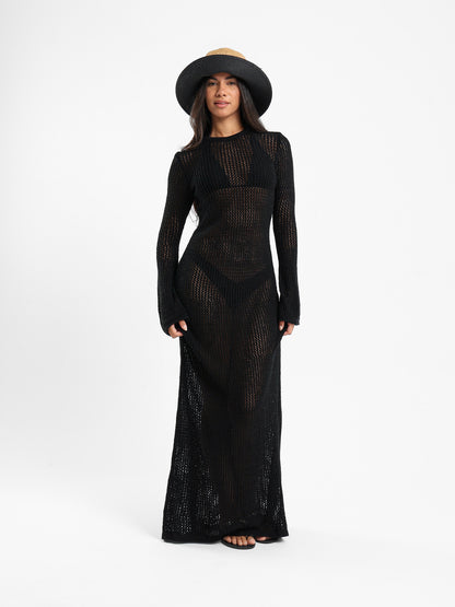 Open Back Tricot Maxi Dress