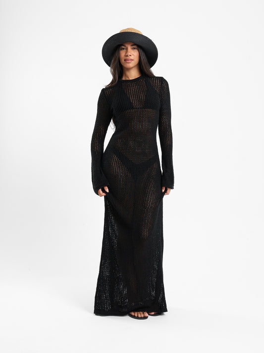 Open Back Tricot Maxi Dress
