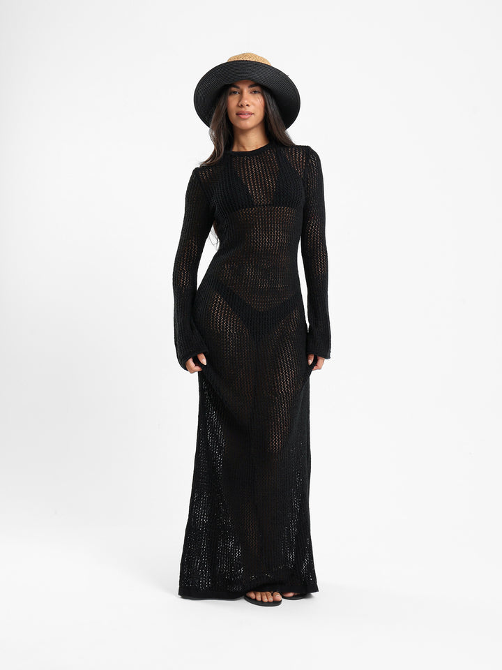 Open Back Tricot Maxi Dress