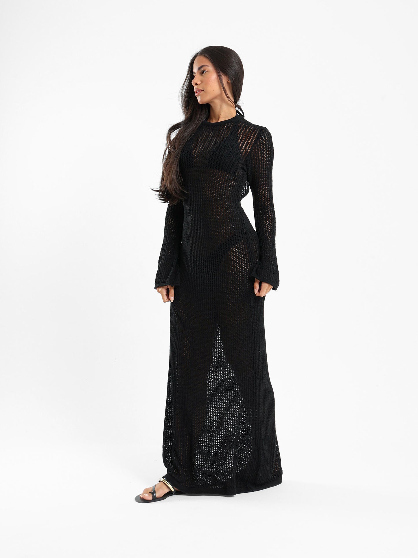 Open Back Tricot Maxi Dress