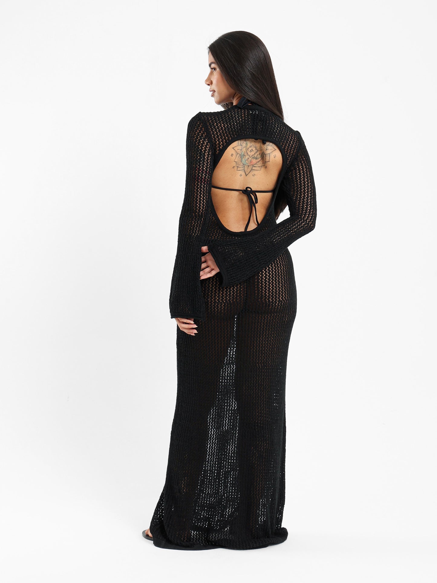 Open Back Tricot Maxi Dress