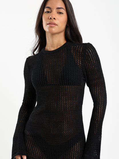 Open Back Tricot Maxi Dress
