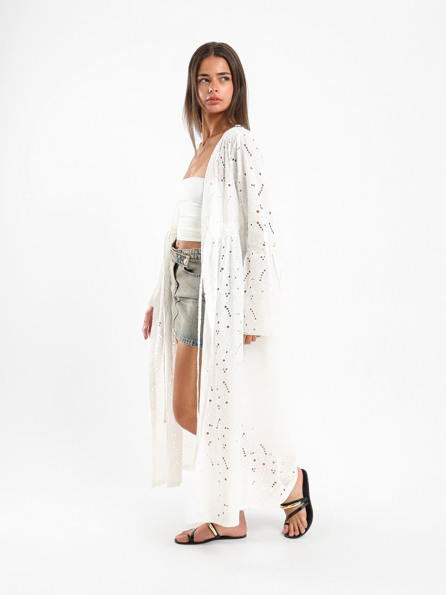 Long Embroidered Sangallo Kimono Jacket