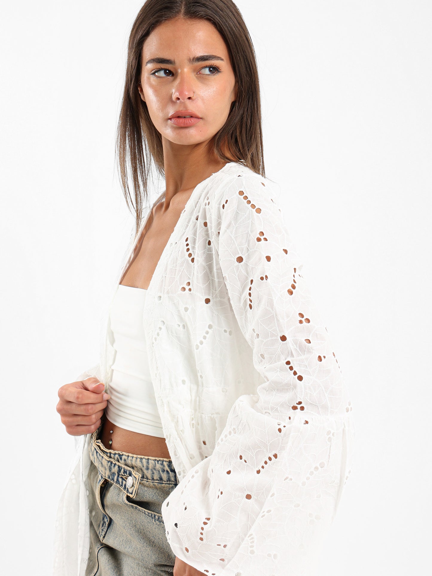 Long Embroidered Sangallo Kimono Jacket