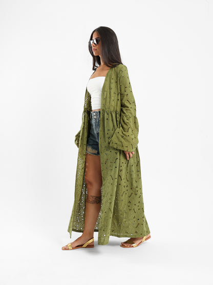 Long Embroidered Sangallo Kimono Jacket