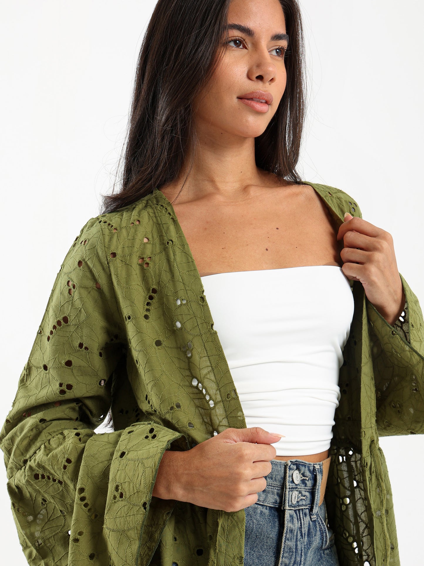 Long Embroidered Sangallo Kimono Jacket