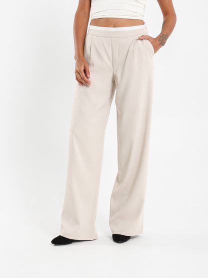 Boxer Detail Wide Leg Pants
