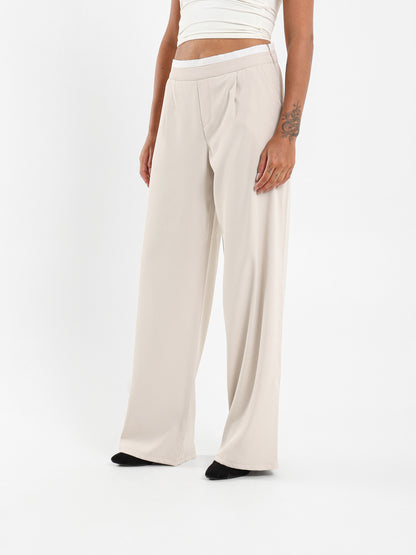 Boxer Detail Wide Leg Pants