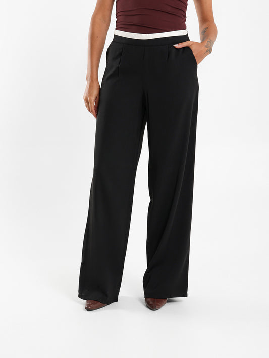 Boxer Detail Wide Leg Pants