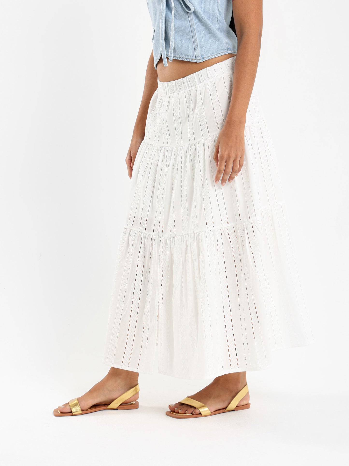 Midi Tiered Sangallo Skirt