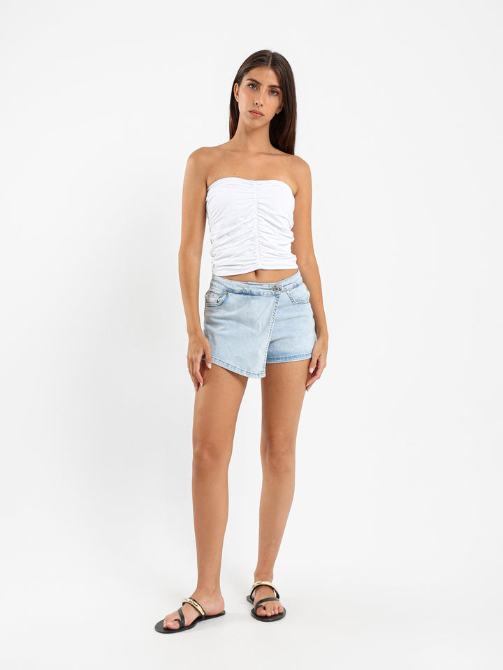 Strapless Gathered Top
