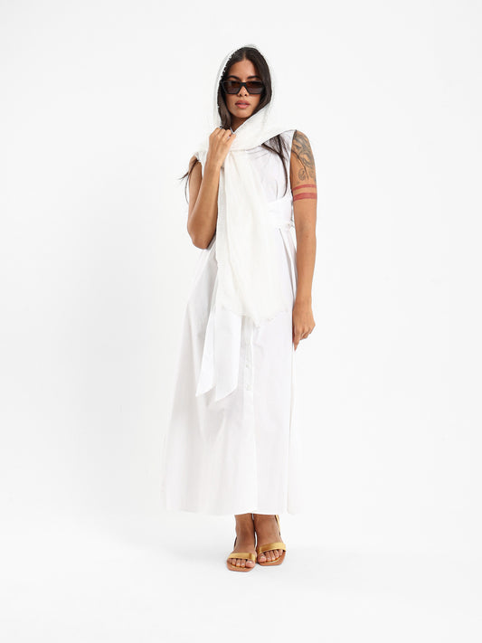 Sleeveless Shirt Dress With Waist Tie