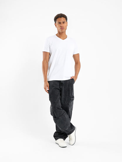 Loose Utility Cargo Denim Pants