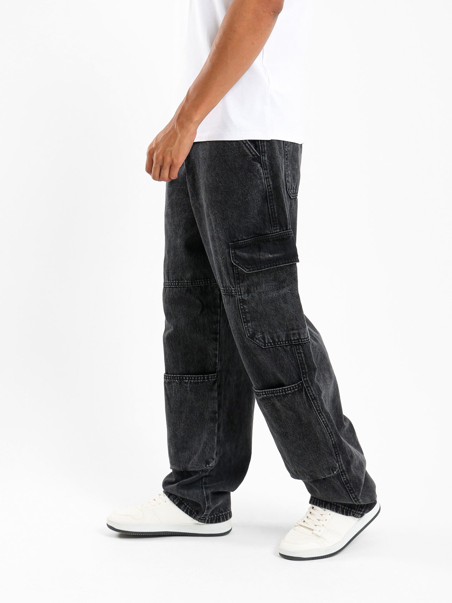 Loose Utility Cargo Denim Pants