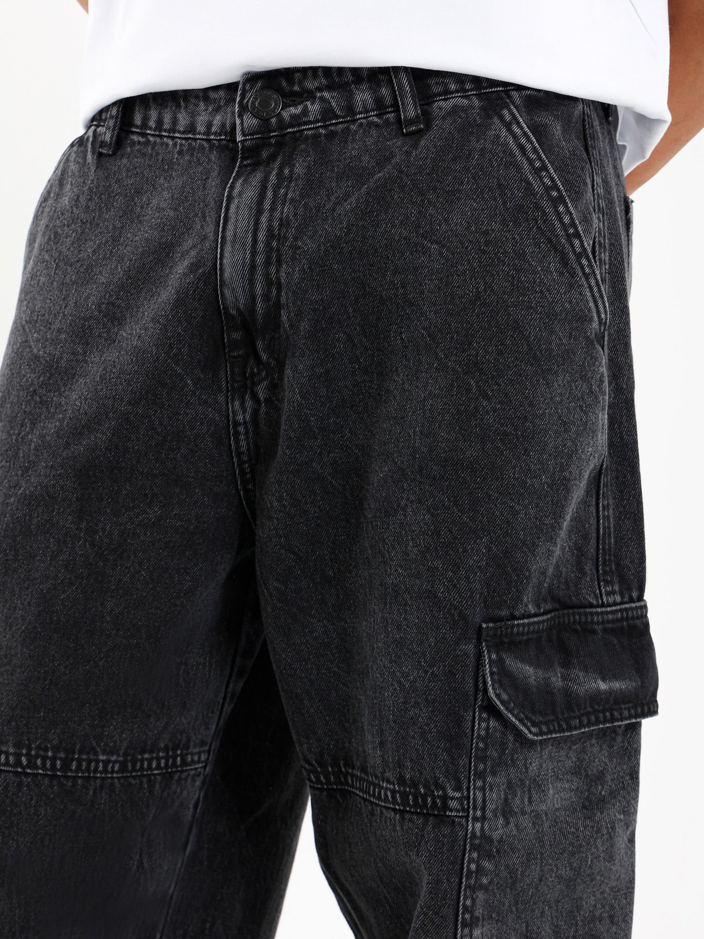 Loose Utility Cargo Denim Pants