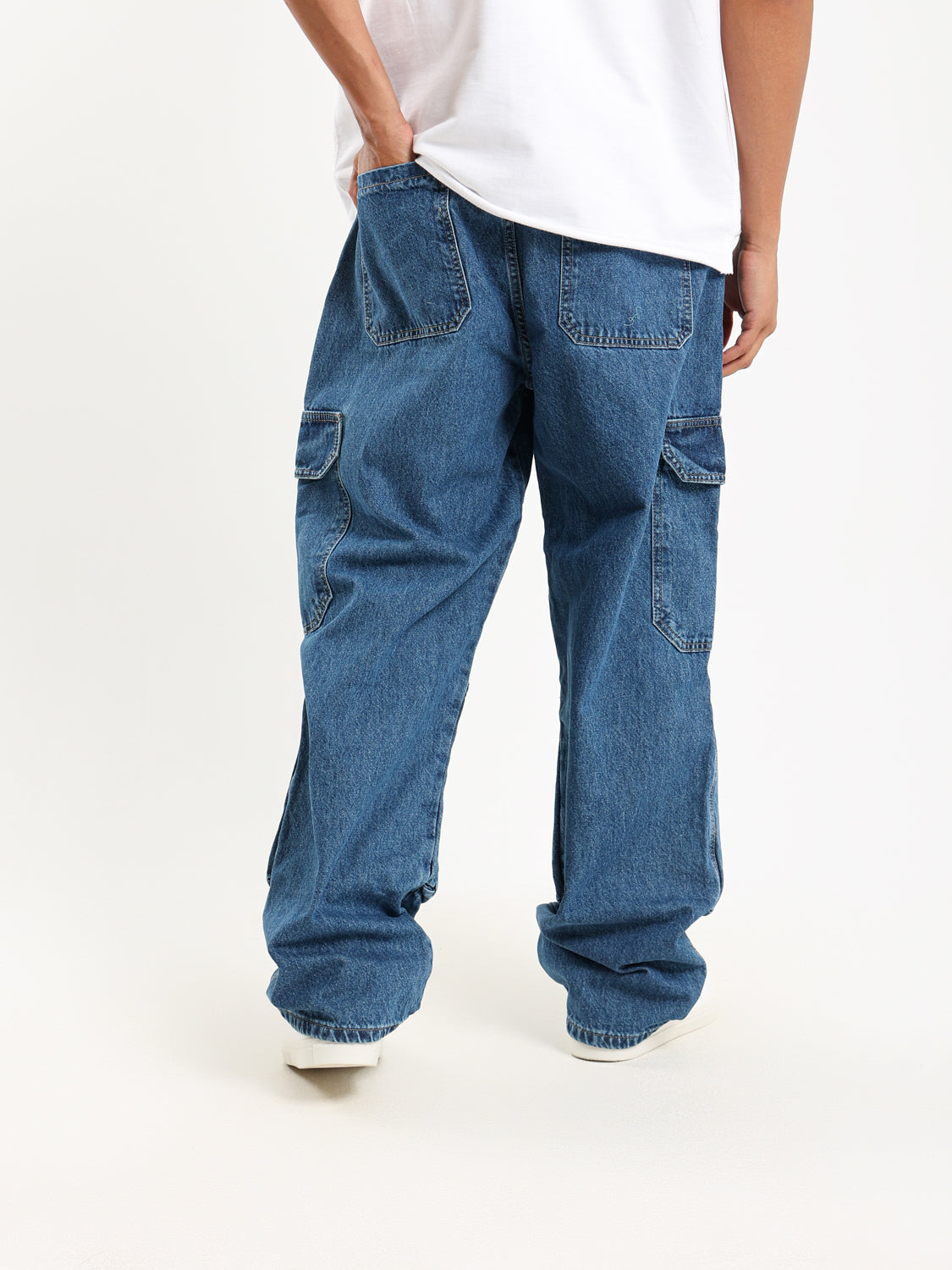 Loose Utility Cargo Denim Pants