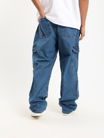 Loose Utility Cargo Denim Pants