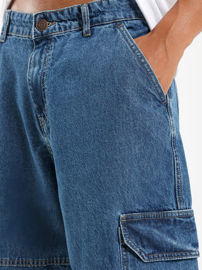 Loose Utility Cargo Denim Pants