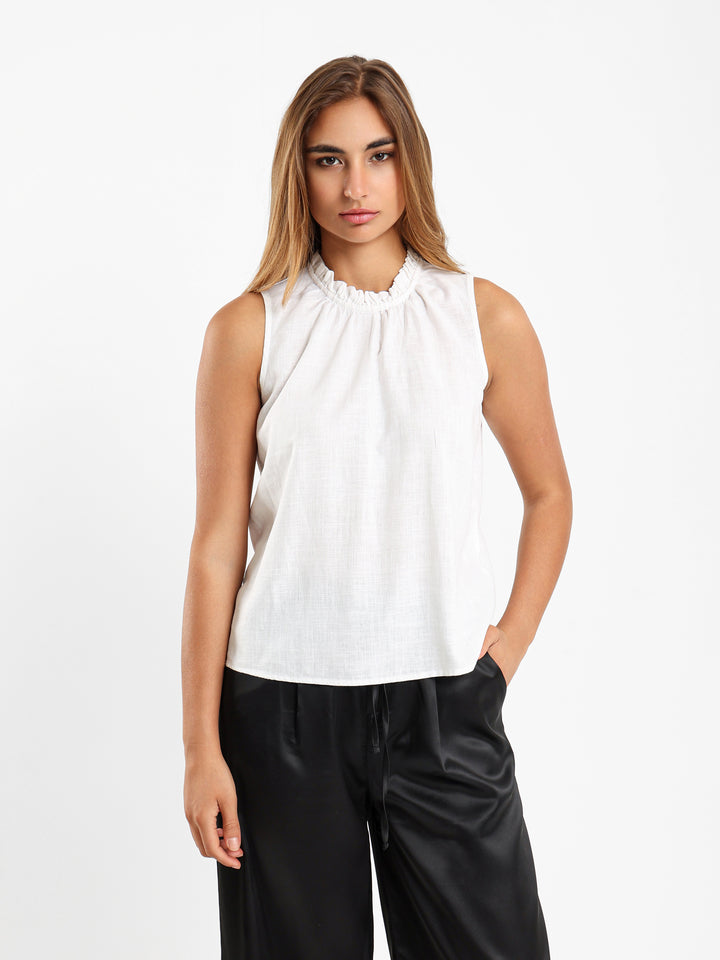 Ruffled Neck Top