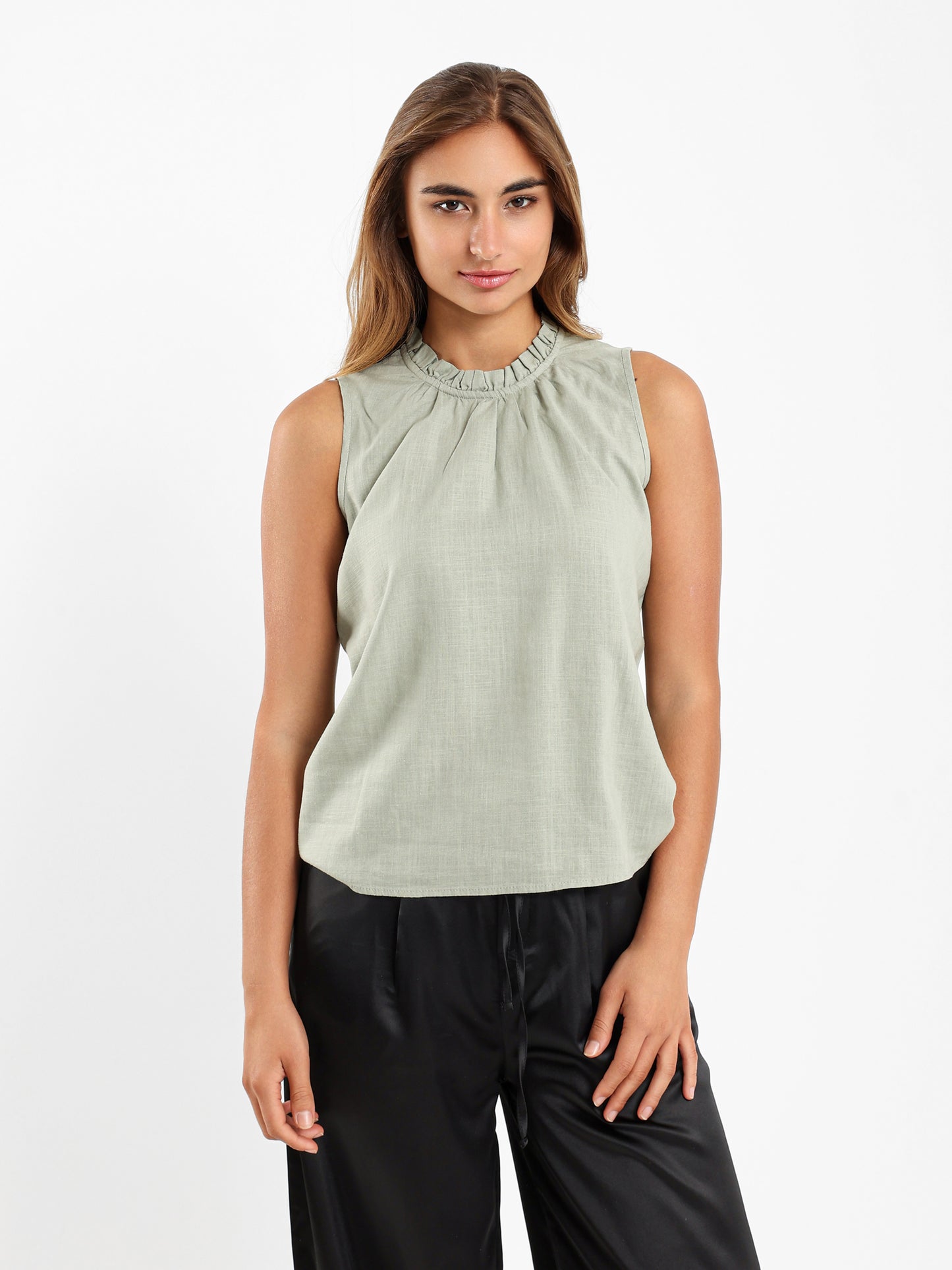 Ruffled Neck Top