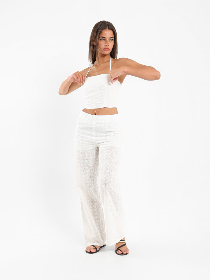 Perforated Elasticated Waistband Pants