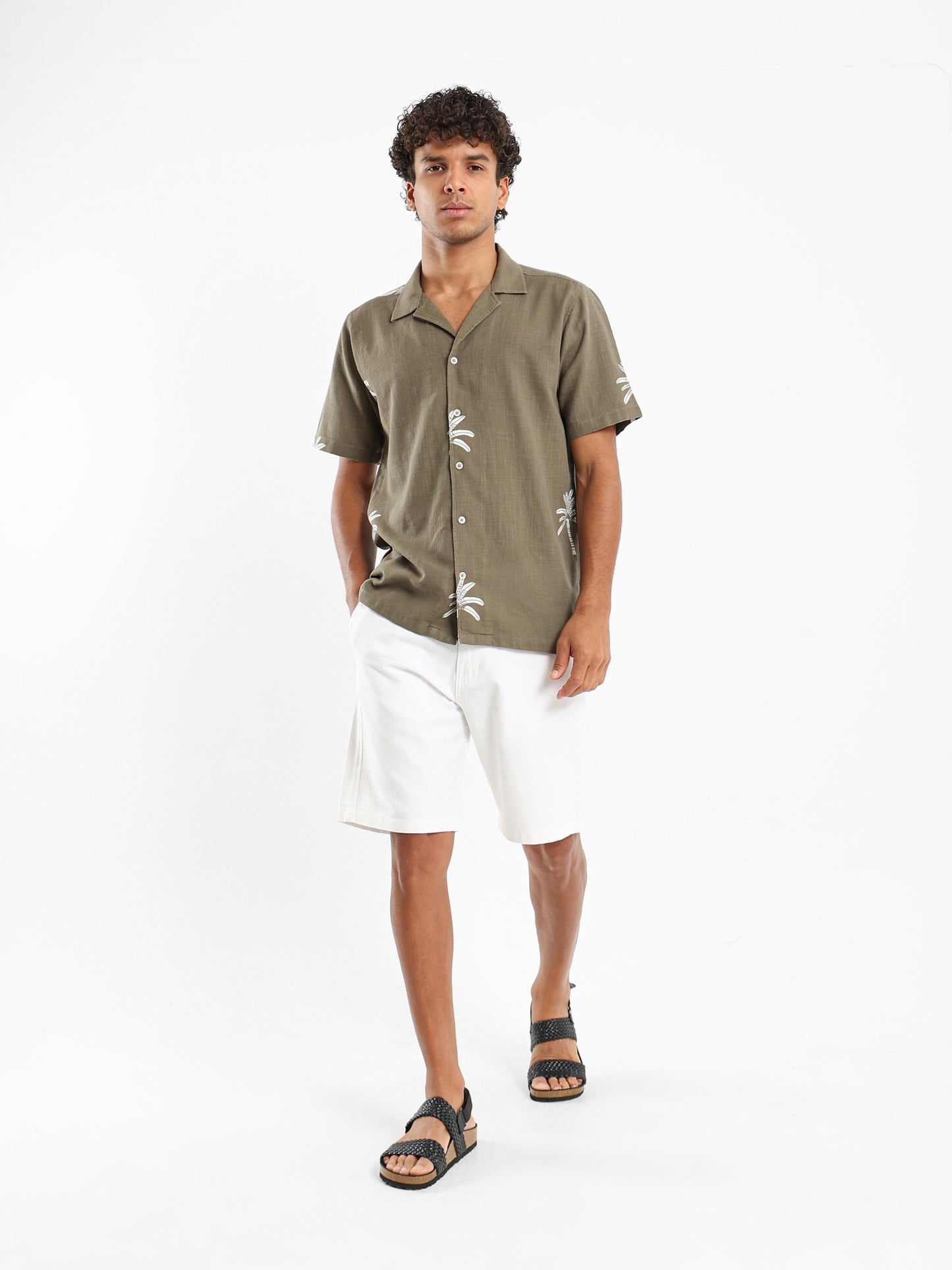 Palm Print Short Sleeve Shirt