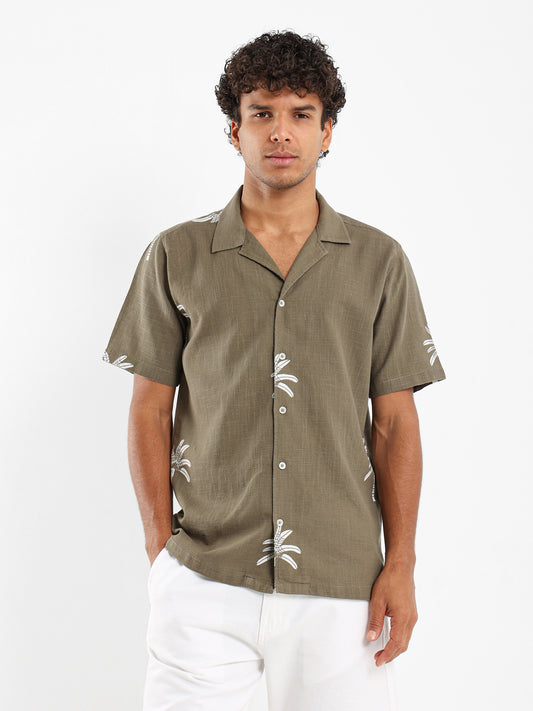 Palm Print Short Sleeve Shirt