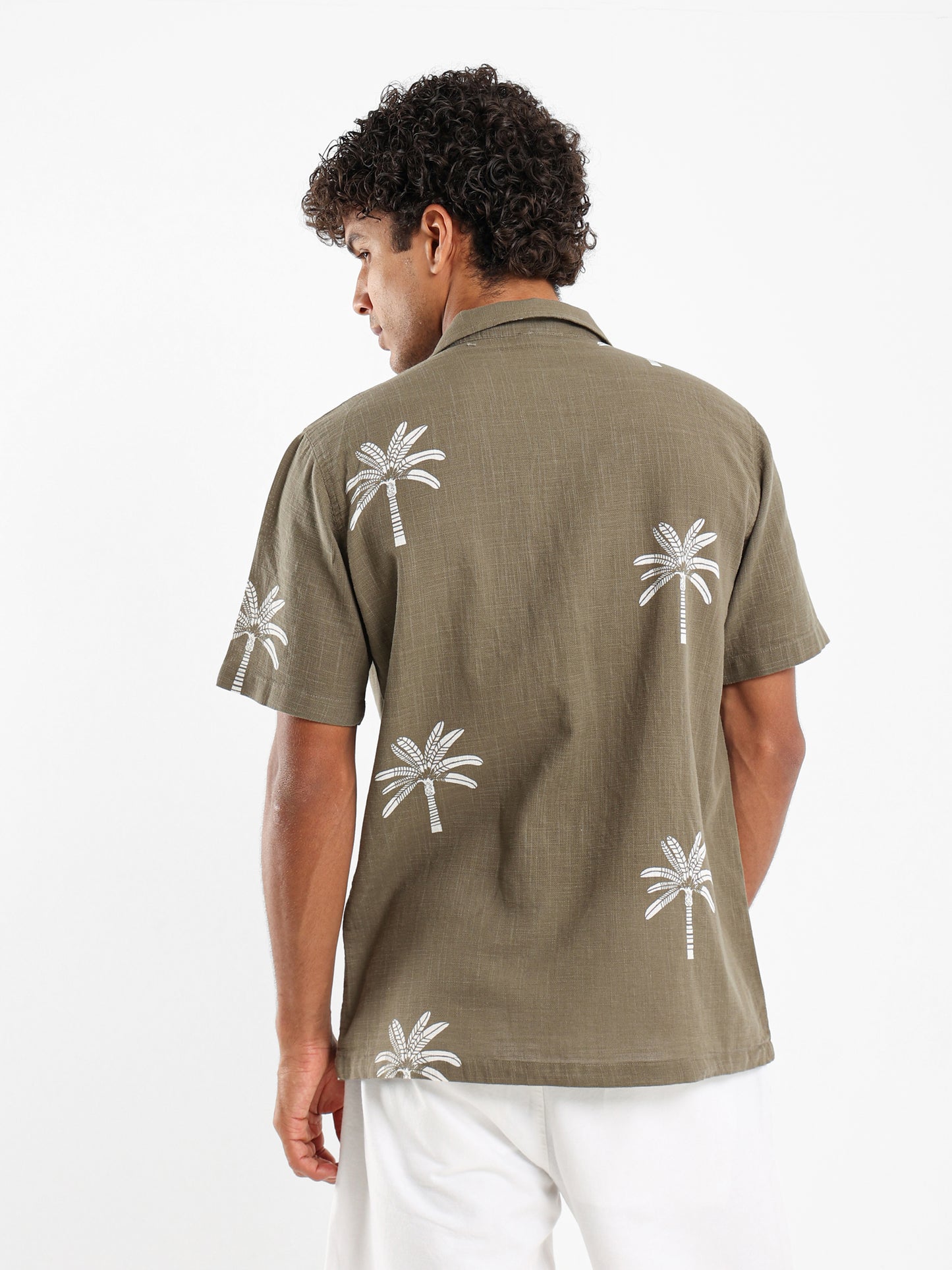 Palm Print Short Sleeve Shirt