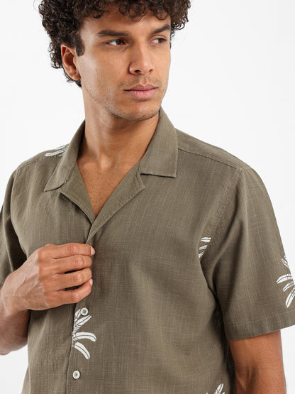 Palm Print Short Sleeve Shirt
