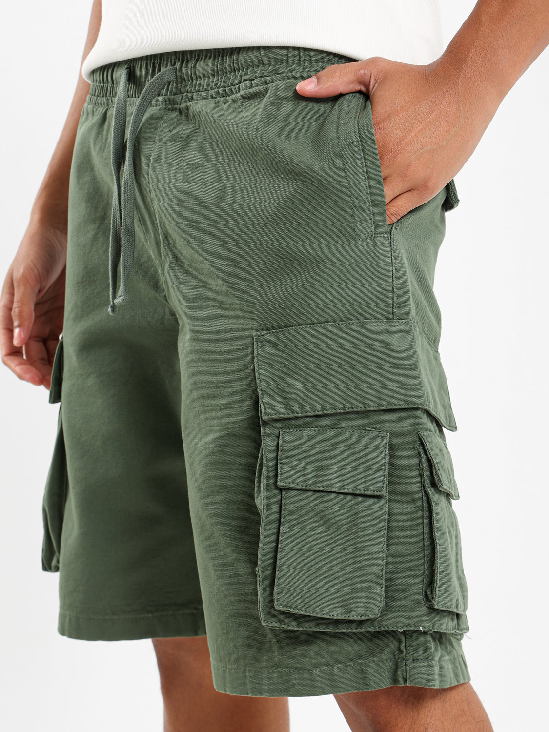Elasticated Waistband Cargo Shorts
