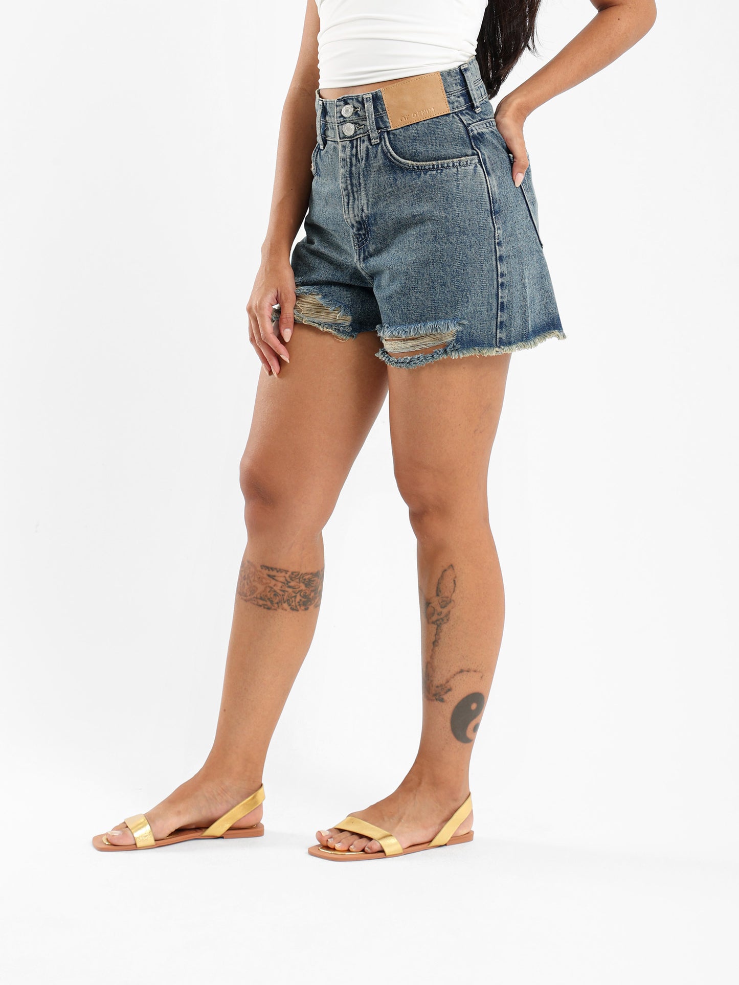 Double Hem Denim Shorts