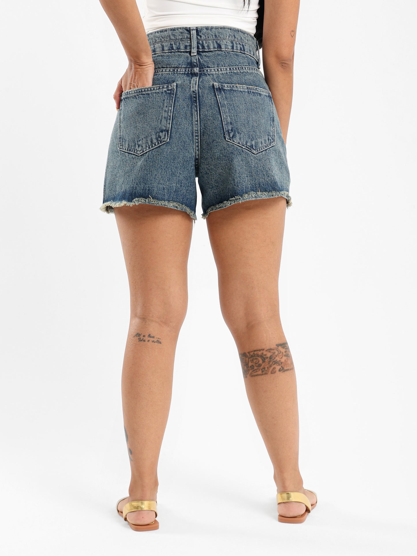 Double Hem Denim Shorts