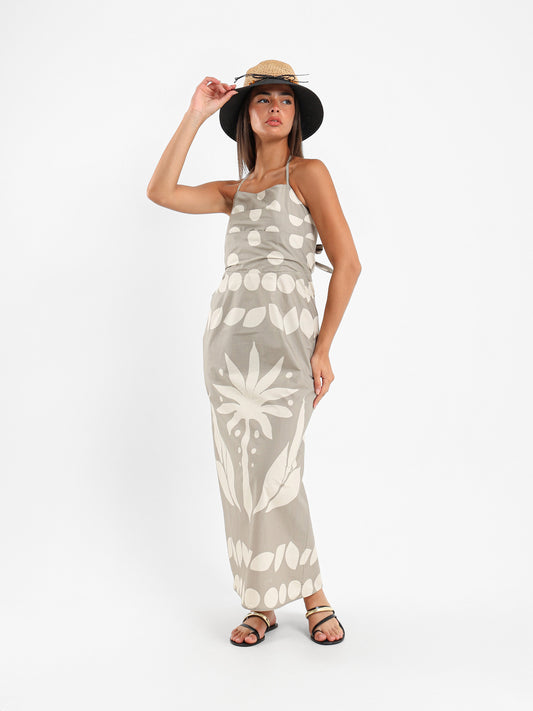 Palm Tree Print Maxi Dress